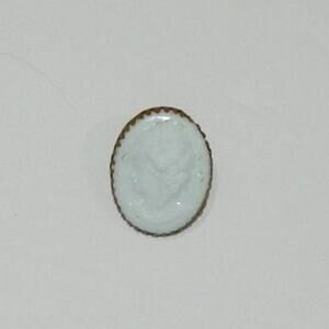 Antique Czechoslovakia Milk Glass Cameo Brooch Pin